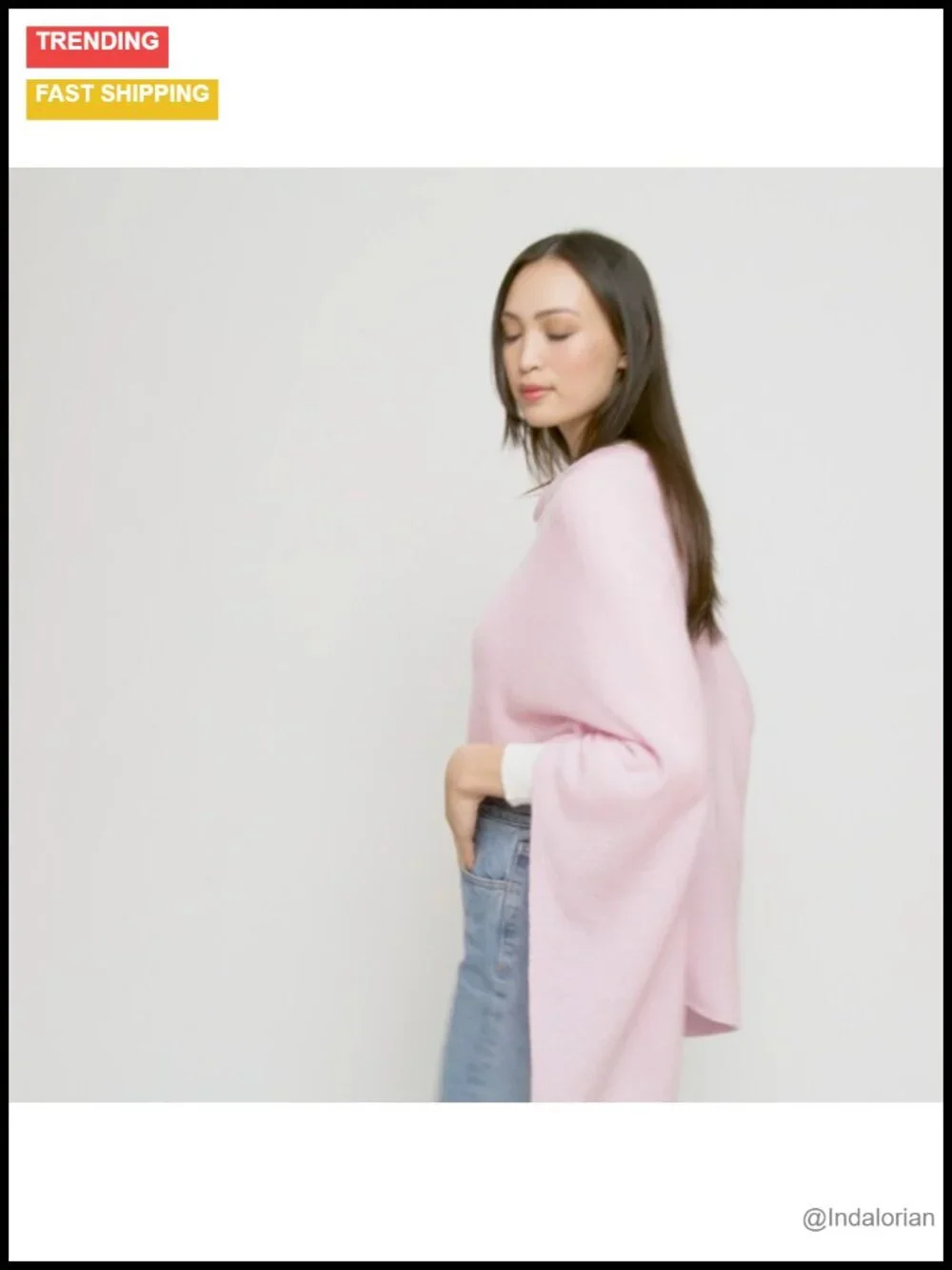 100% Cashmere Dress Topper Poncho Wrap Women's Long Sleeve Luxury